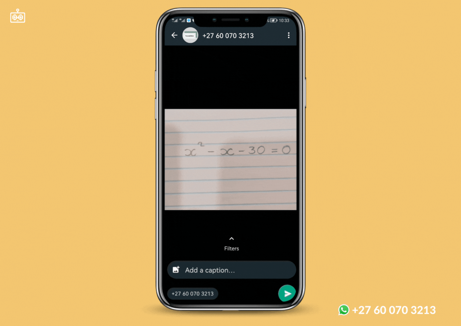 Maths equations can be a really big problem, but you can solve them easily with FoondaMate on WhatsApp and Facebook Messenger. 💫